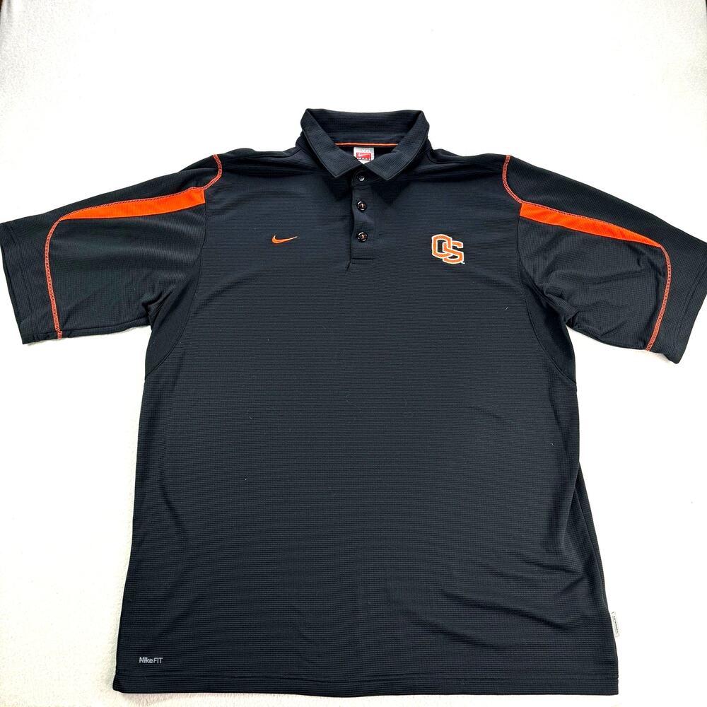 Nike Team Oregon State Beavers Polo Shirt Mens XXL Black OSU Short Sleeve
